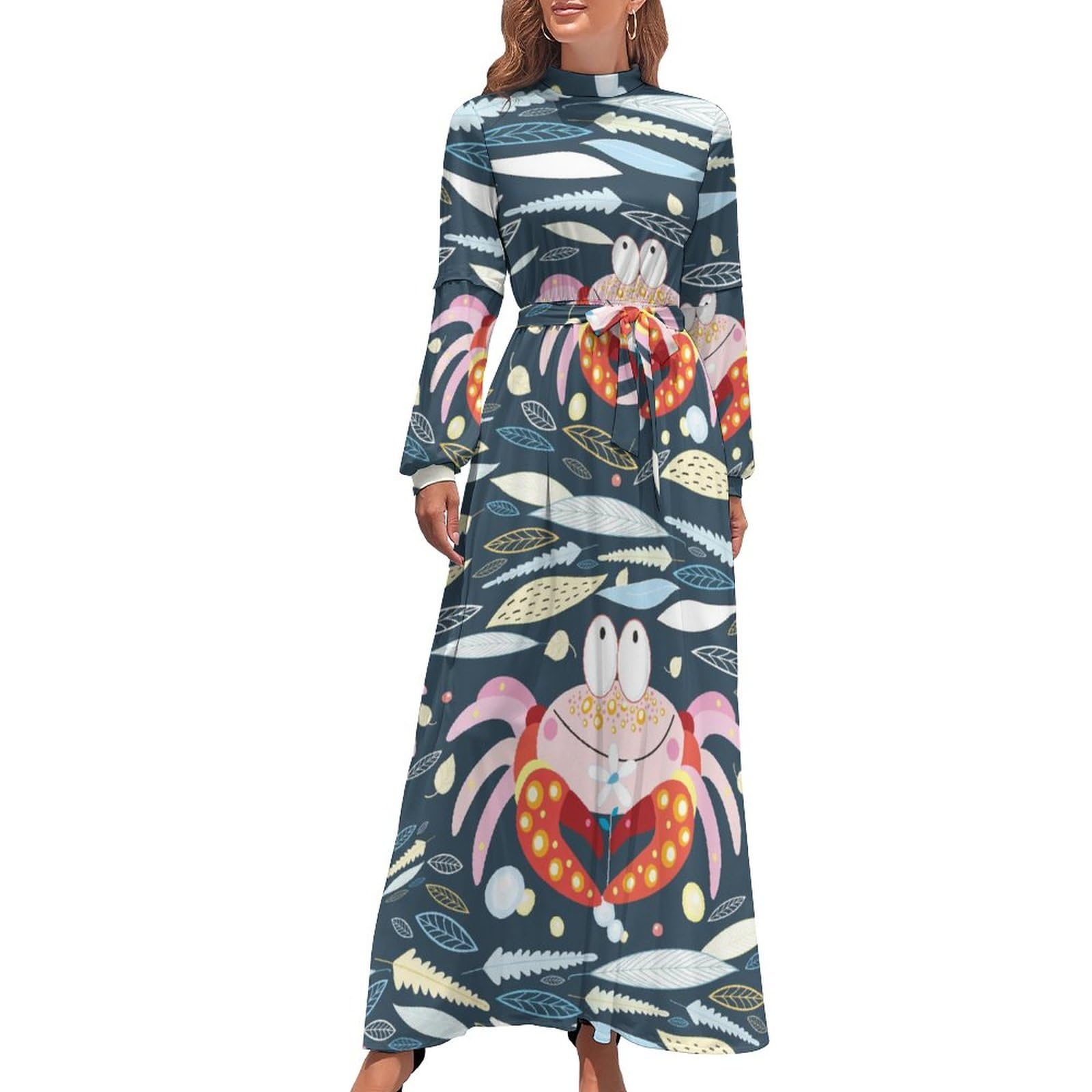 Amazon.co.jp: ドレスワンピース ワンピース レディース カニ柄 和風