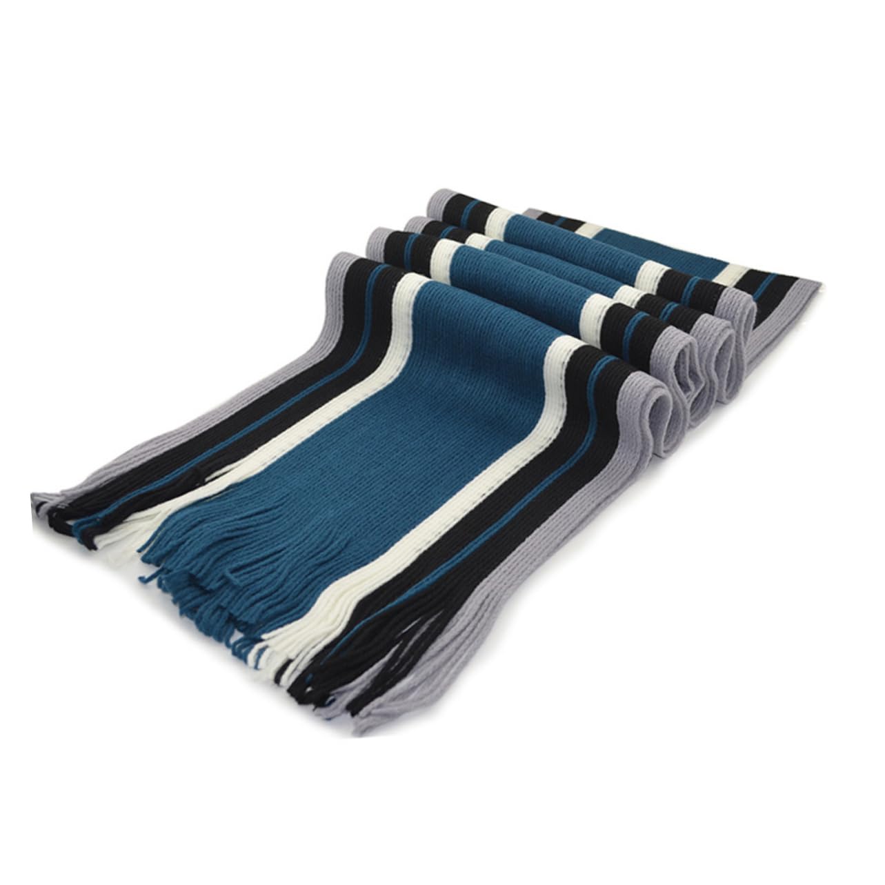 Ipetboom Warm Knitted Men's Scarf Striped Shawl Soft Cashmere-like Material Blue