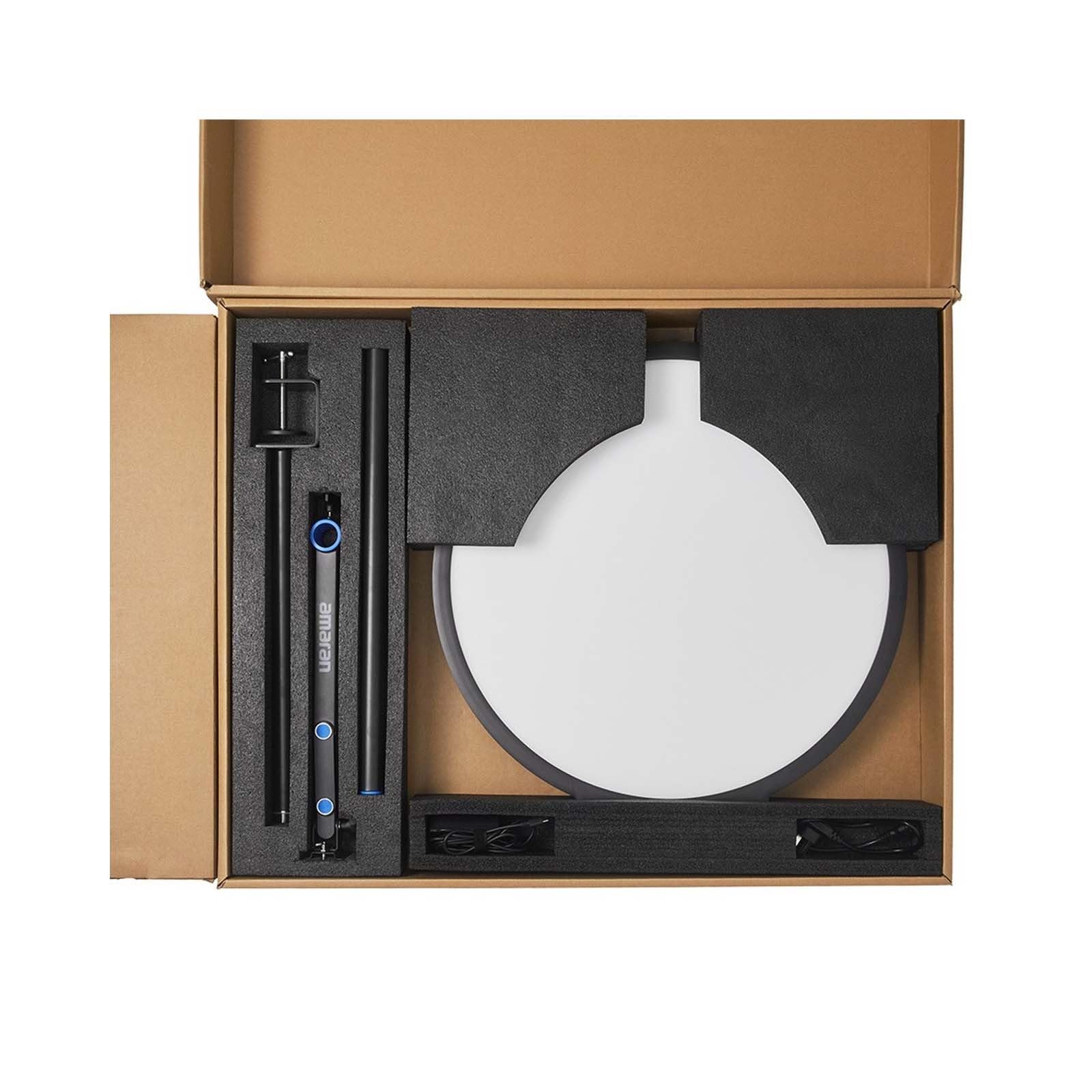 Amaran Verge Max Kit Éclairage Principal de 56 cm avec Support et Bras Réglable pour Streaming 60 W Bicolore 2700-6500K 7 Effets d'éclairage Anneau Lumineux de Bureau pour Enregistrement Vidéo,Jeux