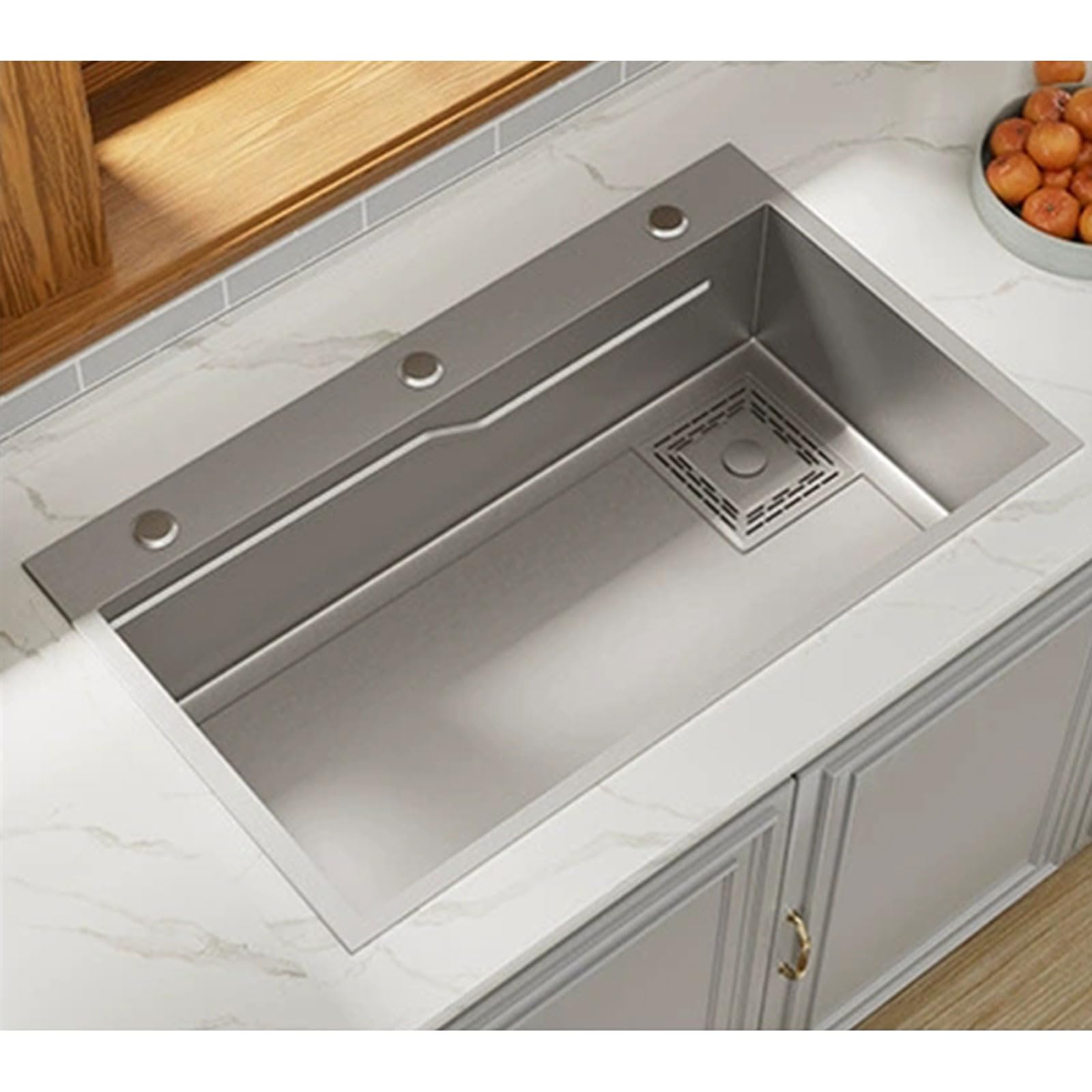 WBJGUOD Kitchen Sink, Stainless Steel Drop in/Topmount Workstation Sink One Single Deep Bowl Sinks with Multiple Accessories for Bathroom,Caravan