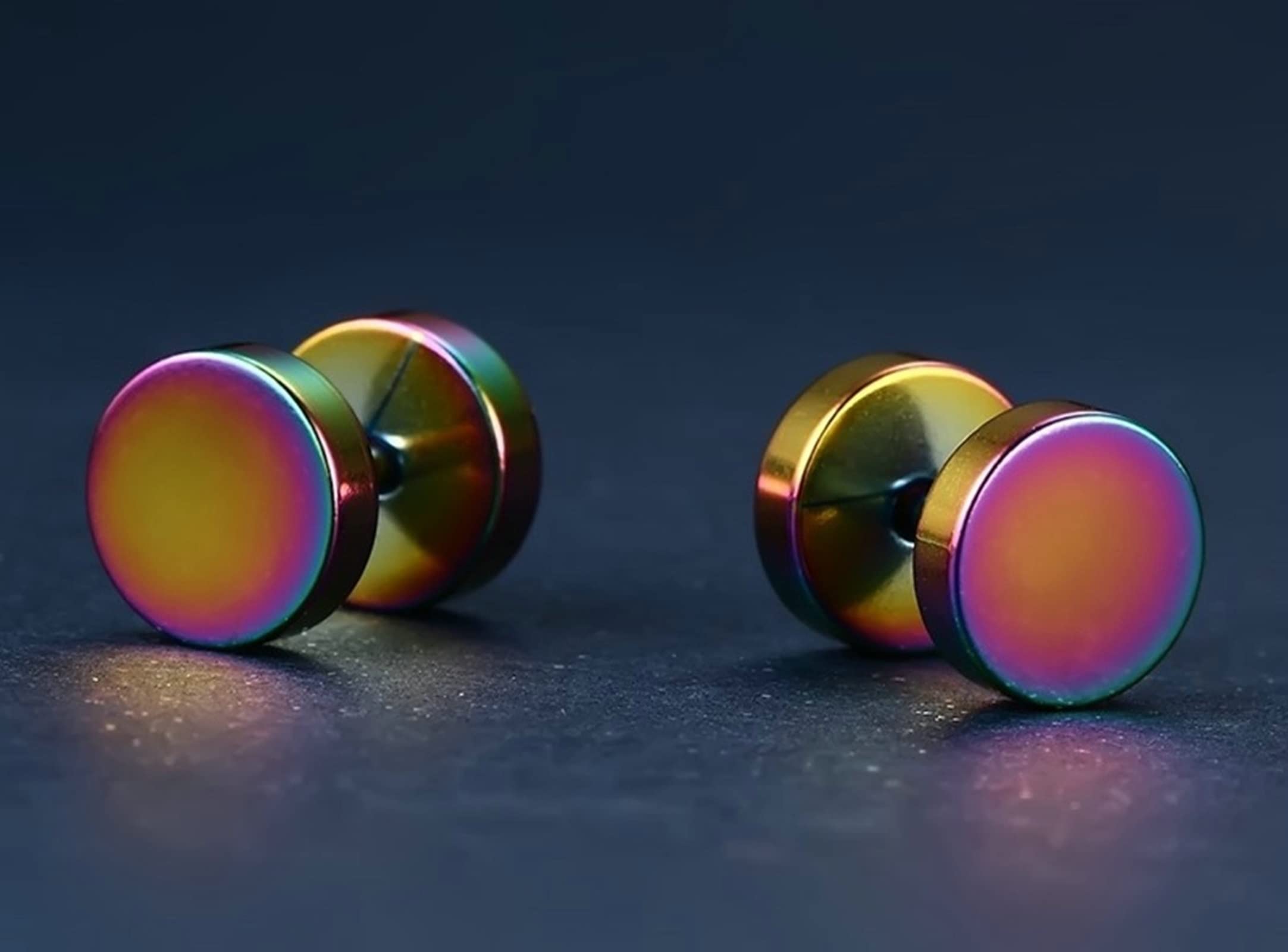 YCTTKDD Edelstahl-Ohrringe für Damen und Herren, Ohrstecker Silber/Schwarz/Gold, rund, 3–14 mm, Damen-Set
