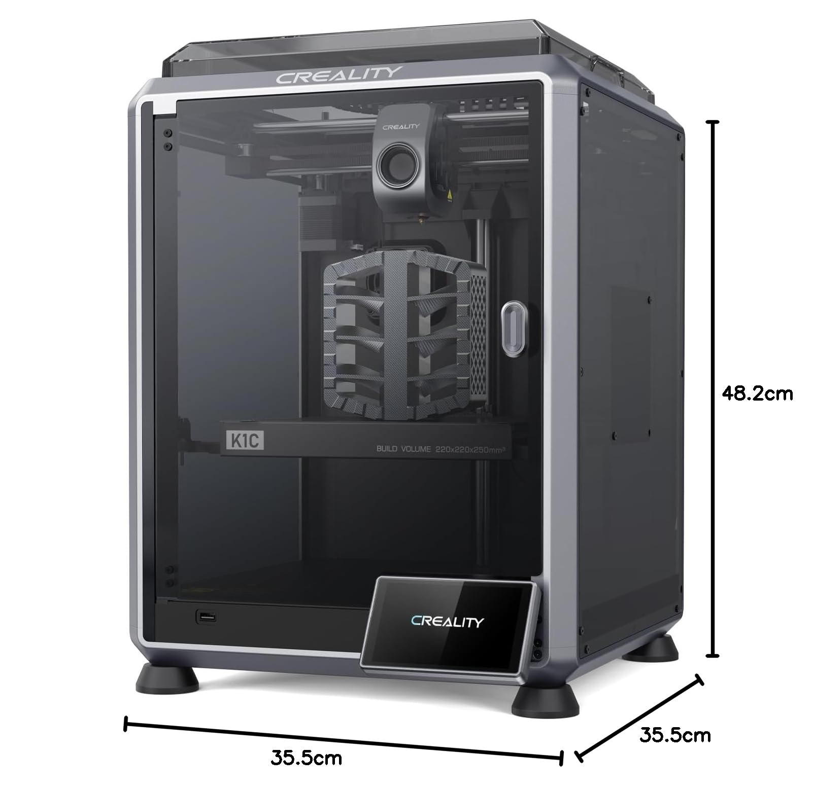 Creality K1C 3D Drucker mit AI-Kamera, 600mm/s Druckgeschwindigkeit, Automatisches Nivellieren Dreifache Kühlung, Ganzmetall Extruder Kit, Kohlefaser gefüllt und Filamente unterstützt | 600mm/s Druckgeschwindigkeit, Automatisches Nivellieren, Dreifache Kü