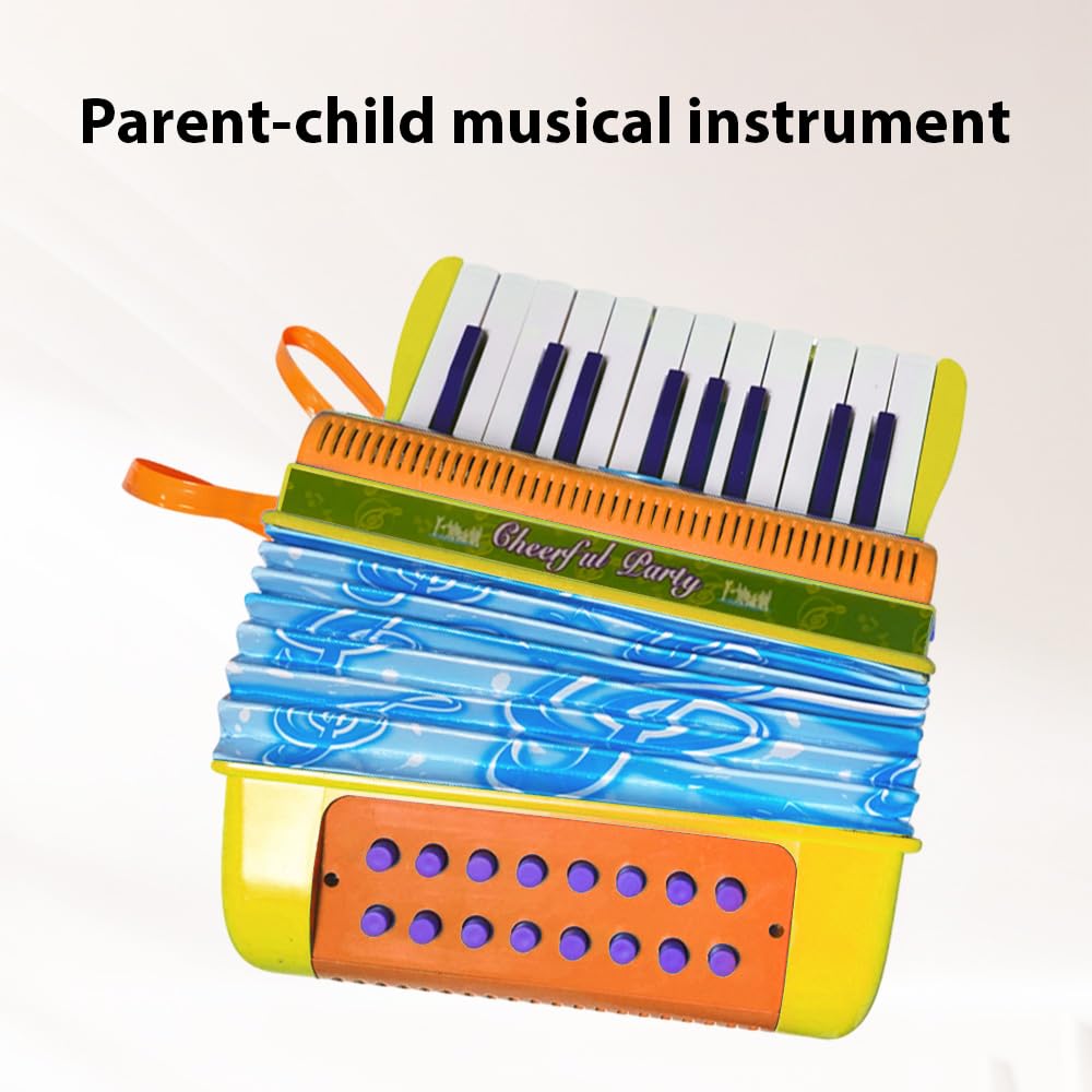HUIOP Mini akordeon, 20 klawiszy, 16 basów, materiał ABS z klamrą Lekki guzik akordeon koordynacja ręka-oko, występy na scenie, instrument muzyczny dla początkujących, prezent świąteczny, akordeon