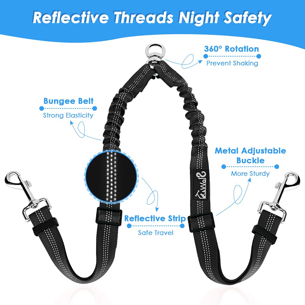 Laisse Double Pour Chiens Nhujevkom - Longueur 150 Cm, 360° Anti-nœuds, Charge 100 Kg - Promenade 2 Chiens - 3