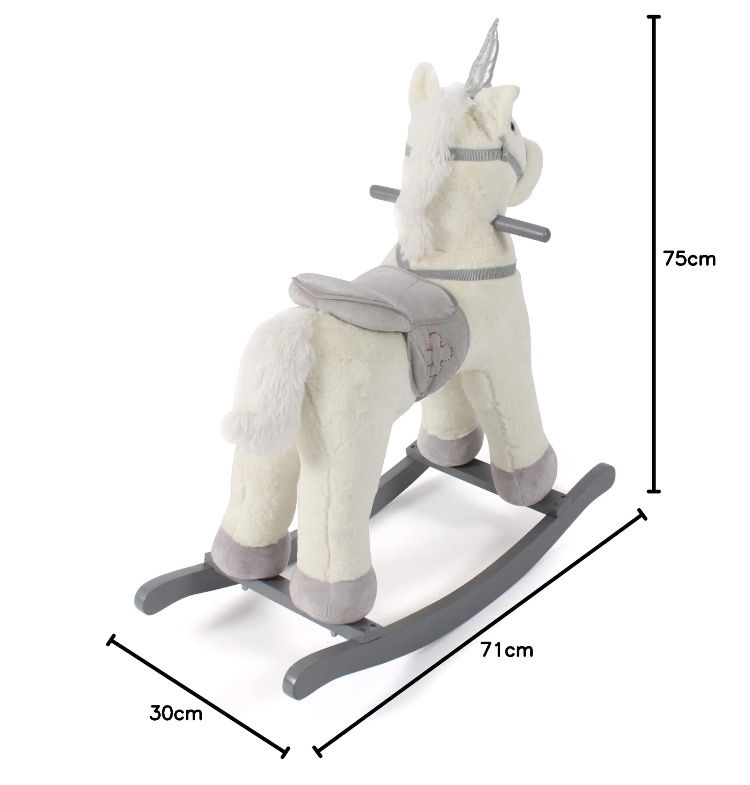 Bayer Chic 2000 - Balancín de Unicornio, Altura del sillín 46 cm, Columpio de Peluche, Color Beige-Gris
