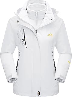 MAGCOMSEN Women's 3-in-1 Waterproof Windproof Ski Jacket Fleece Lined Winter Parka for Snowboarding Hiking
