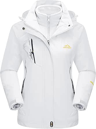 MAGCOMSEN Women's 3-in-1 Winter Snow Ski Jacket Waterproof Windproof Fleece Lined Coat