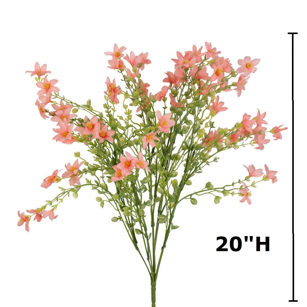 Factory Direct Craft Artificial Peach Waxflower Bush for Spring Arrangements and Summer Decorating