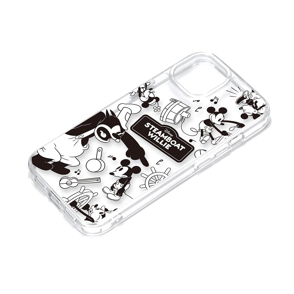 iPhone 15用 クリアハイブリッドケース [蒸気船ウィリー]