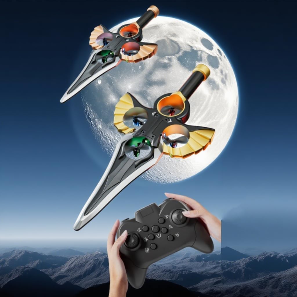 RC Airplane, RC Airplanes for Kids 8-12, Remote-Controlled Airplane, 360 ° Stunt Flip Fighter Toy Flying Sword, Remote Flying Sword, Lightweight RC Glider Gift for Teenagers Adults (A)
