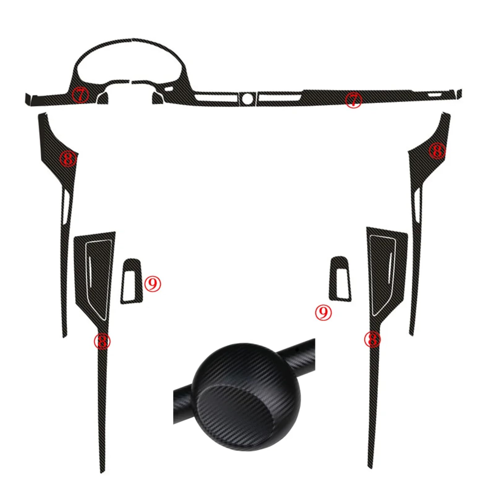 Autocollants console centrale carbone 3D 5D thermoformables Audi A8 D4