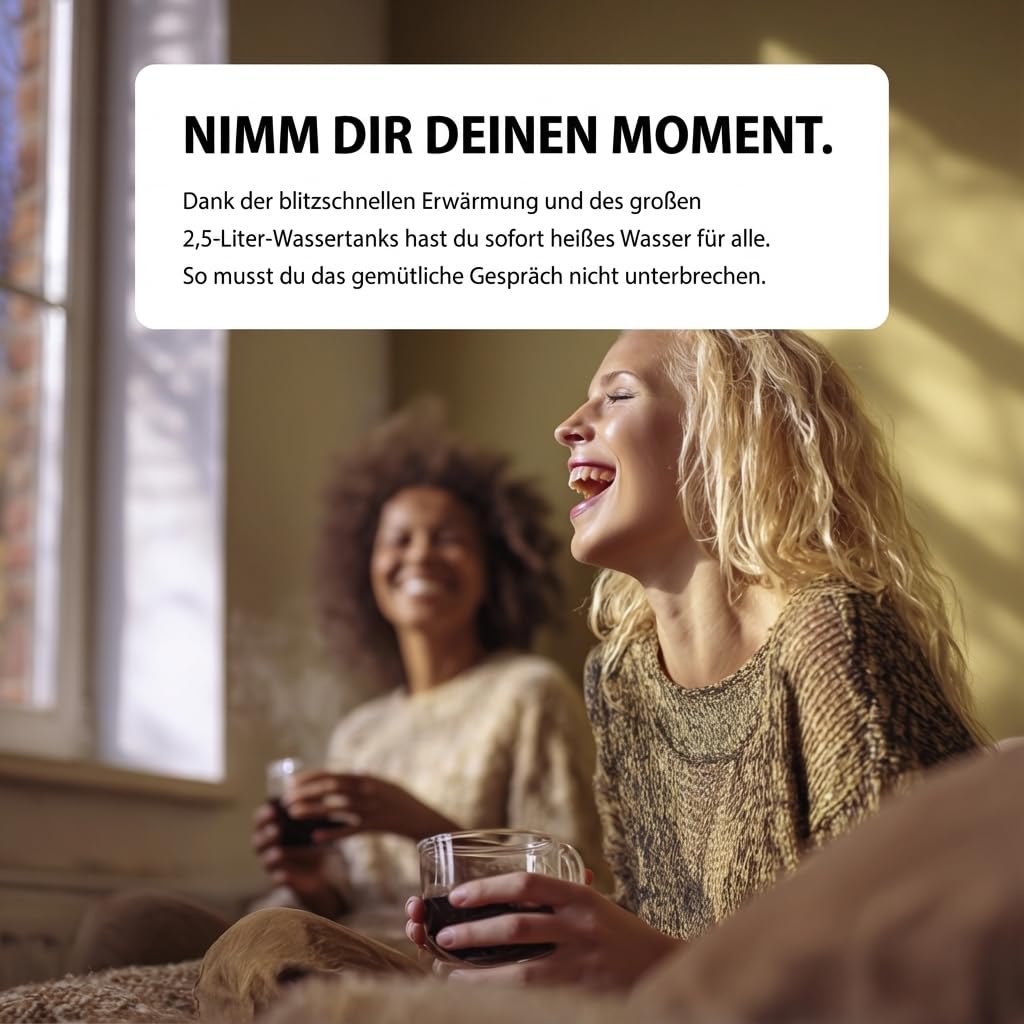 Brabantia Heißwasserspender, 2,5 Liter, 2600 Watt, 100°C, Abnehmbarer Wassertank, Heißes Wasser in 5–10 Sek., Instant-Wasserkocher, Entkalkungsanzeige, Einfache Bedienung, Schwarz, BBEK1103