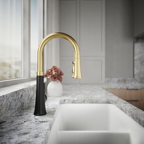 Vista 16 de KOHLER 23765-CBL Tone - Grifo de cocina semiprofesional, negro mate/cromo pulido