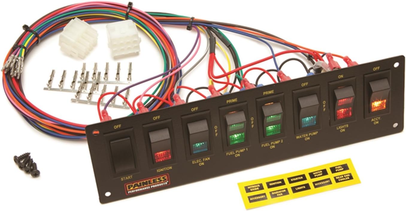 Painless Performance 50201 Dash Mount 8-Switch Panel for use with 50001 Harness