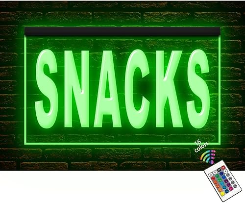 110075 Snacks Food Fish Chips Cafe Bar Shop Store Display Open Display LED Letrero de neón (12 x 8 pulgadas, 16 colores por control remoto)