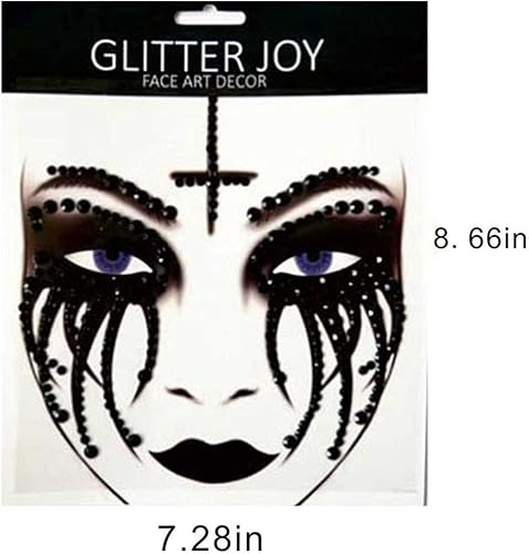 Miniatura 8 de Juego de accesorios para disfraz de monja de Halloween, con diamantes de imitación temporales, tatuaje facial temporal para Halloween, festival,