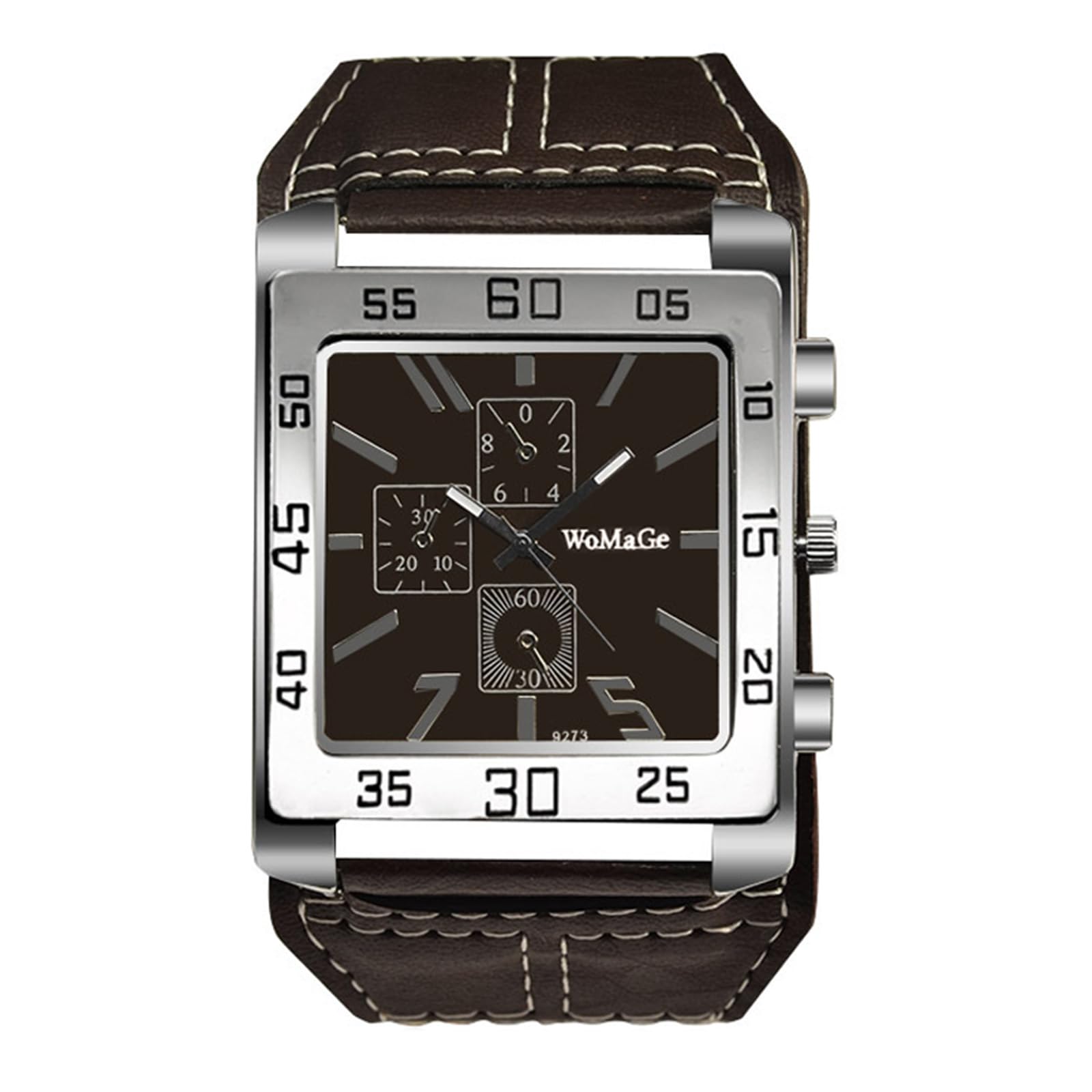 Vintage Leather Cuff Watch: Steampunk Ladies Dress Watch with Leather Strap Calendar Easy to Read - Analog Quartz Wrist Watches for Men and Women