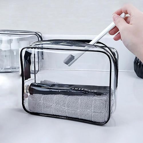 Miniatura 3 de Neceser de viaje transparente, aprobadas por la TSA, bolsas de viaje para artículos de tocador, bolsa de viaje tamaño cuarto de galón, bolsa de