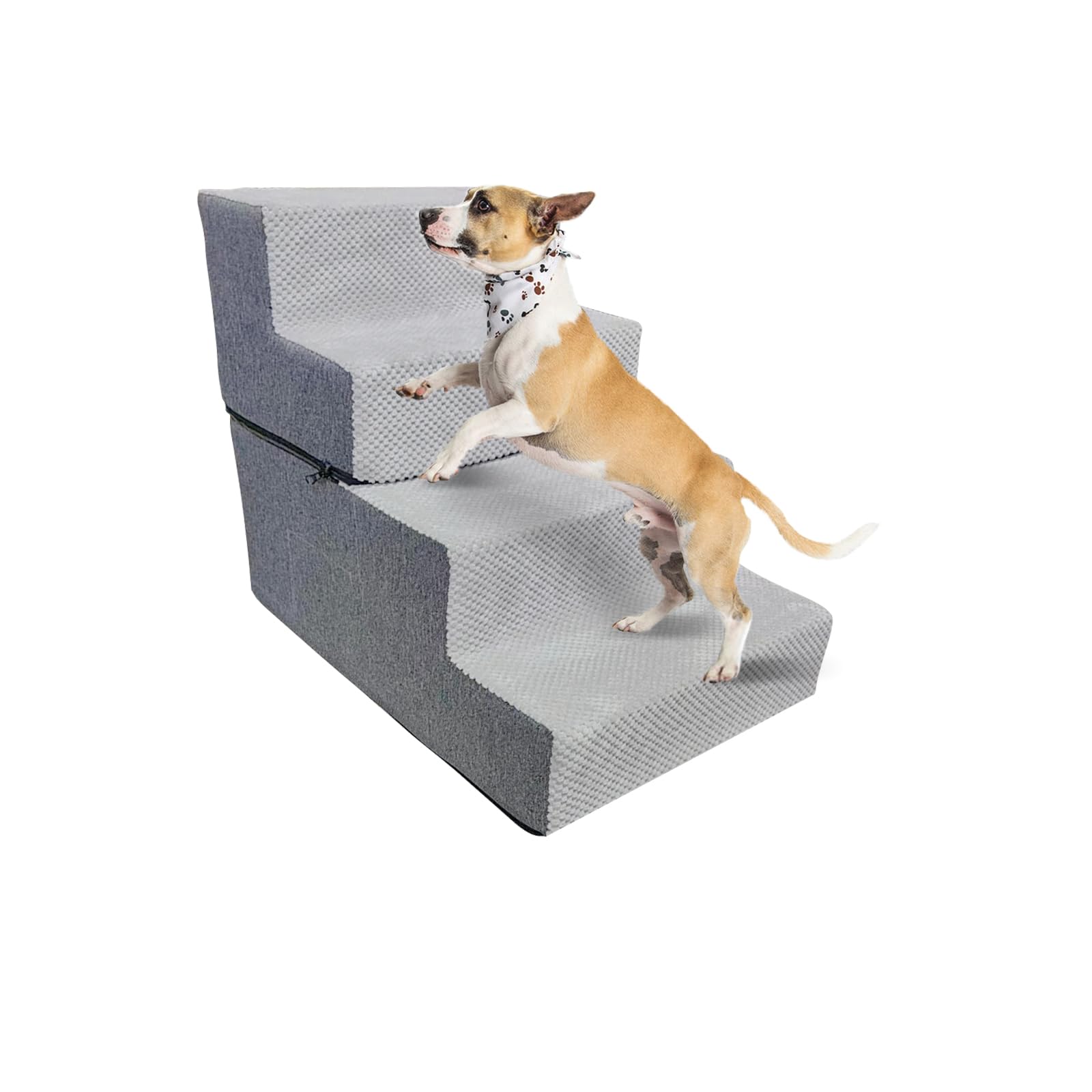 Galatée Escaleras para Perros, Pasos para Mascotas para Perros y Gatos Pequeños, Rampa Antideslizante para Perros, Escaleras para Perros para Camas Altas y Sofás, Funda Lavable Extraíble(4 Pasos)
