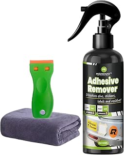 PRAZISCHUTZ Adhesive Remover Spray, Paint Safe Formula for Cars, Dissolves Stubborn Glue, Sticker, Label, Tape, Gum, Tar on Painted, Metal, Plastic, Glass Surfaces, Streak Free, Low VOC - 100ml/3.4oz