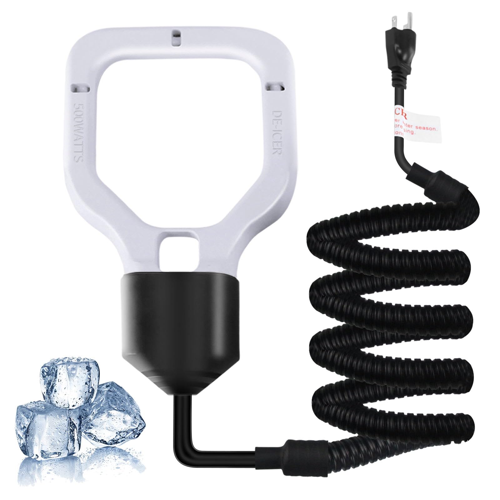 Magoog 500W Chicken Water Heater, 50Gal Chicken Water Deicer for Plastic Waterer, Liverstock Water Heater, Cast Aluminum Submersible De-icer, Bird Bath Heater with Built-in Thermostat Control