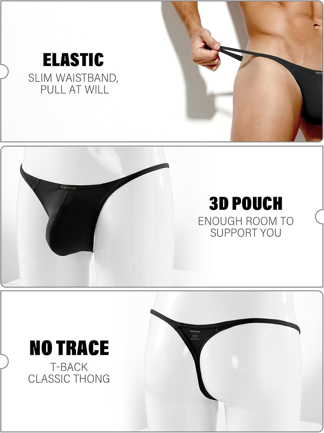 Arjen Kroos Mens Sexy Thong Underwear Bulge Pouch Low Rise G-String - Image 3