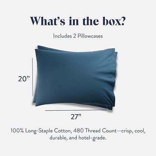 Miniatura 8 de Brooklinen Juego de 2 fundas de almohada de satén de lujo, tamaño King, color blanco, 100% algodón de fibra larga con cierre de sobre