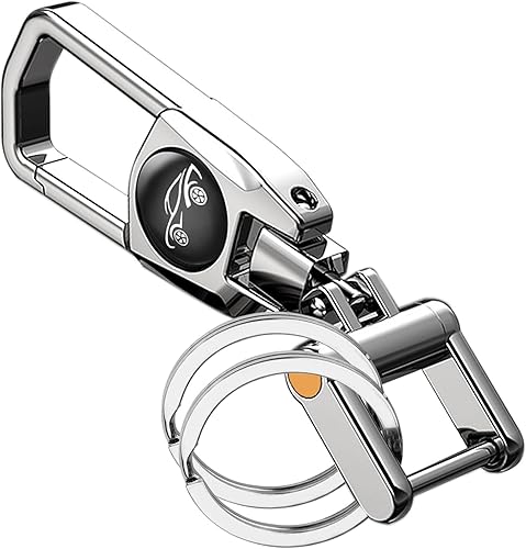 Juedarli Llavero de metal para automóvil, resistente con 2 llaveros desmontables, soporte para llaves de coche para accesorios para hombres y mujeres
