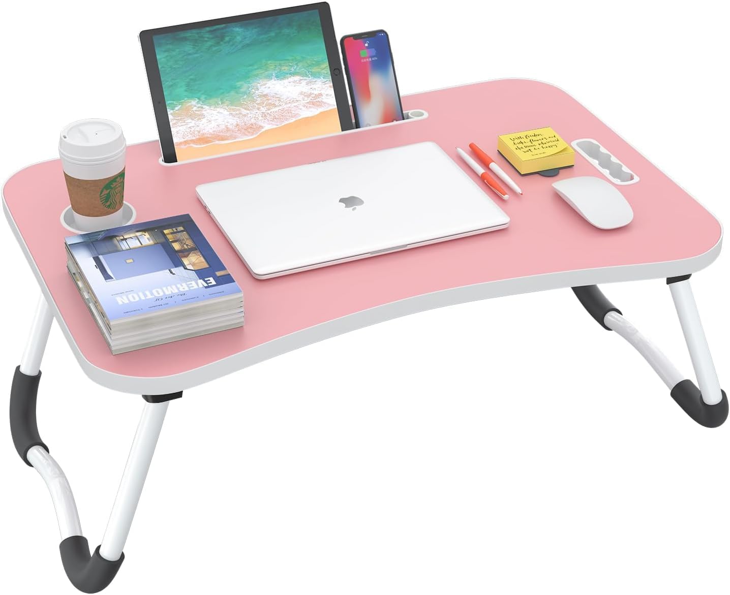 GoRogue Stud Foldable Wooden Mini Lapdesk for Couch, Sofa Bed, Study Tray Table Stand for Writing (Baby Pink)