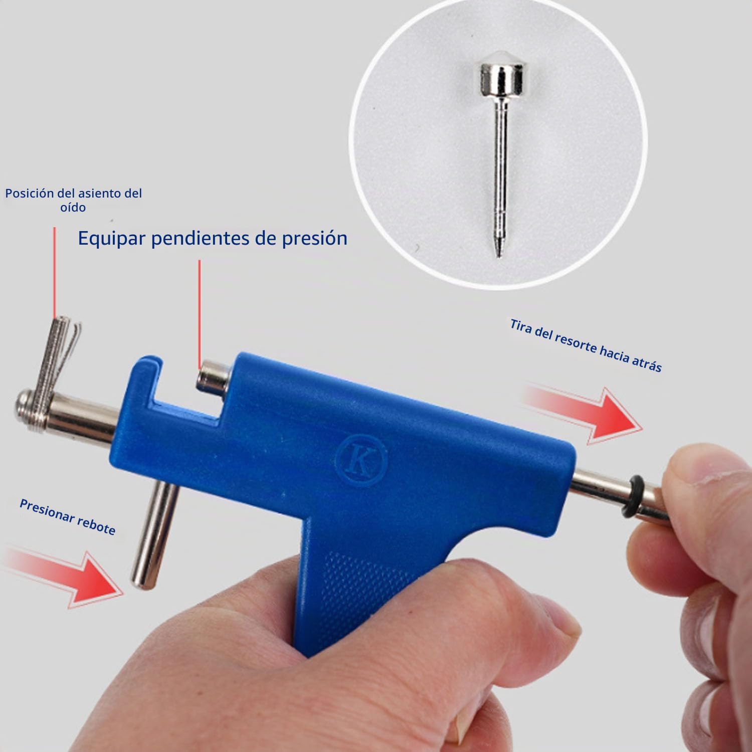 Juego de piercings para orejas de 200 piezas con 12 pares de aretes coloridos, pistola para perforar orejas, herramienta adecuada para uso doméstico, 11cm