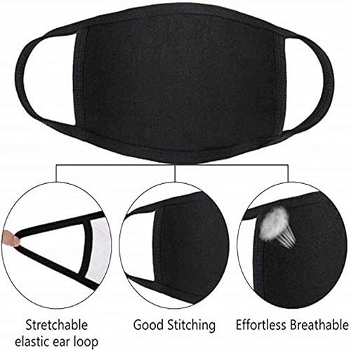 Miniatura 2 de Forno Paquete de 3 cubrebocas unisex, algodón negro, lavable, tela de algodón reutilizable