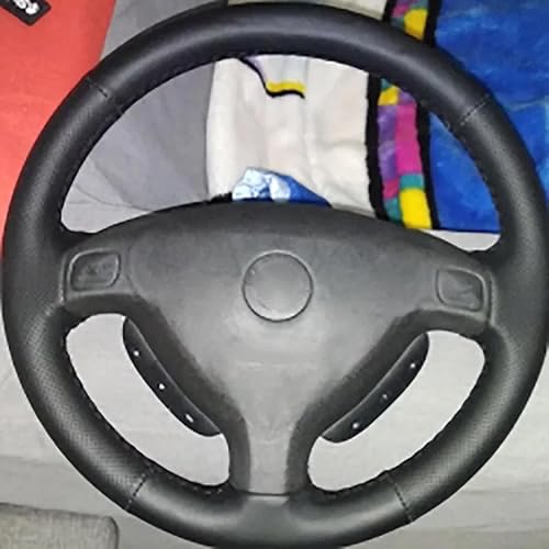 Miniatura 2 de MaJher Car Black Leather Hand-Stitched Steering Steering Wheel Braid Cover,for Buick Sail Opel Astra G H Opel Zafira A