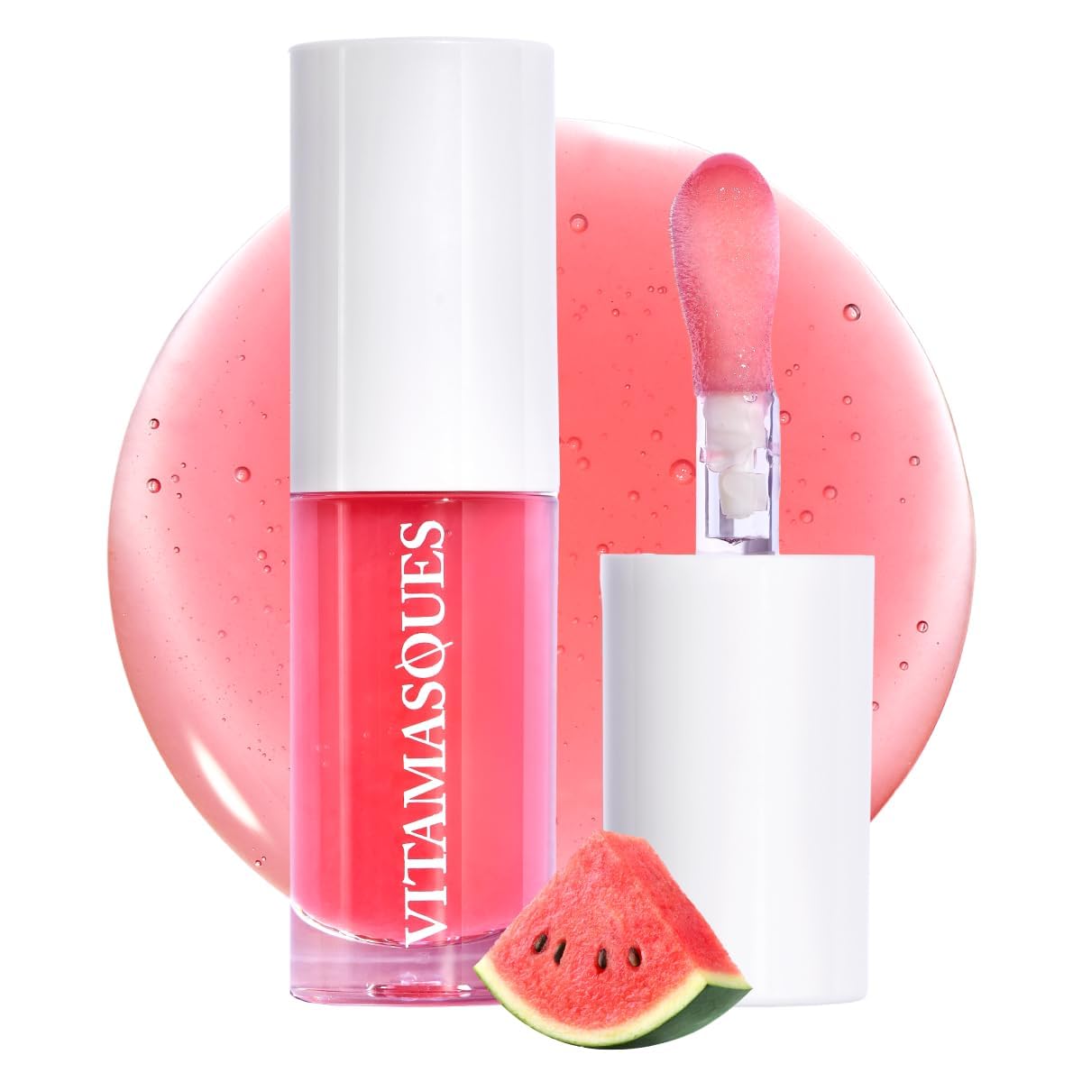 Vitamasques Korean Lip Oil Stain, Watermelon, Plump & Hydrate, Korean Lip Gloss, Lip Gloss plumper