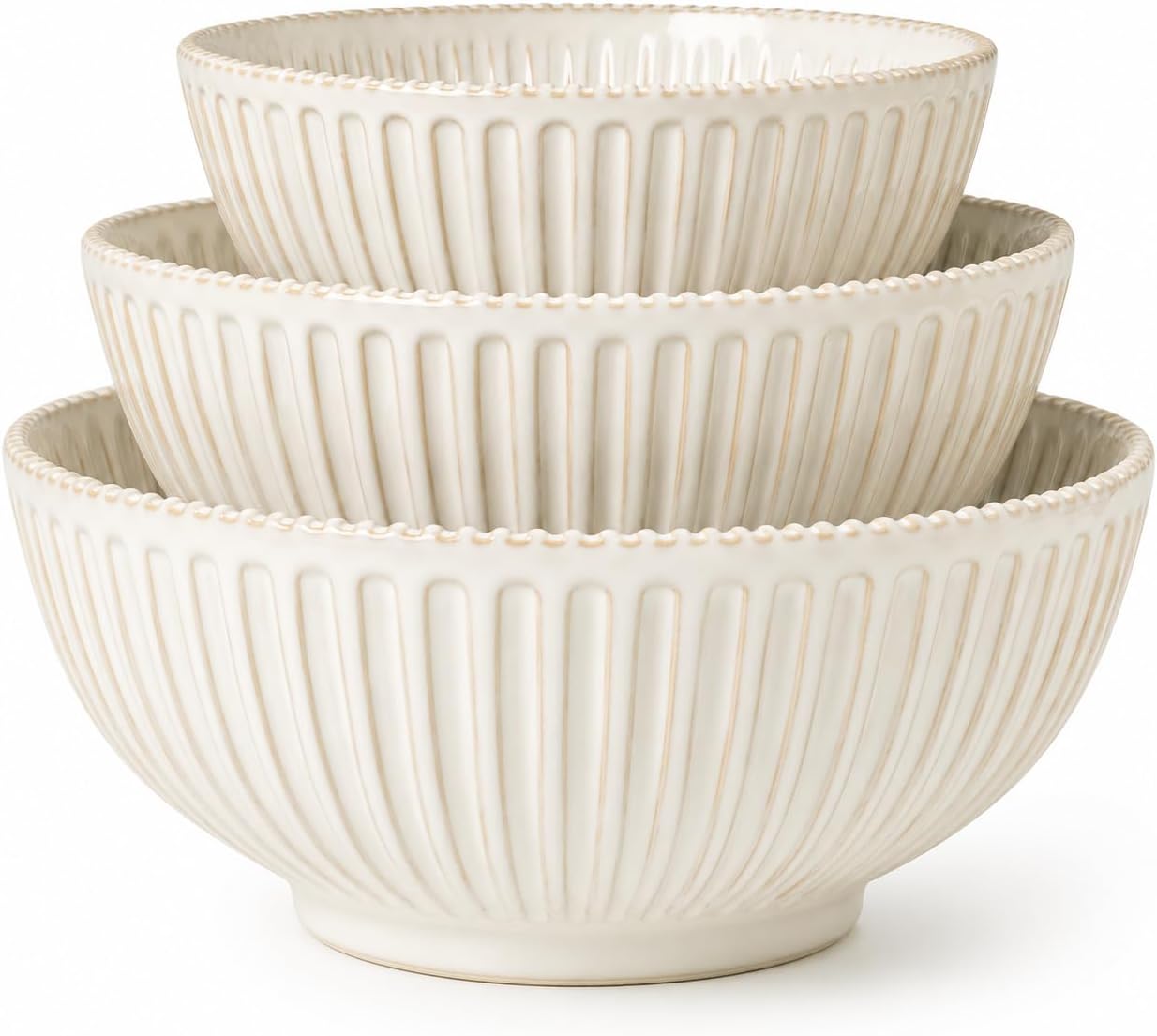 Ceramic Mixing Bowls Set of 3, 4.8/2.9/1.5 Qt