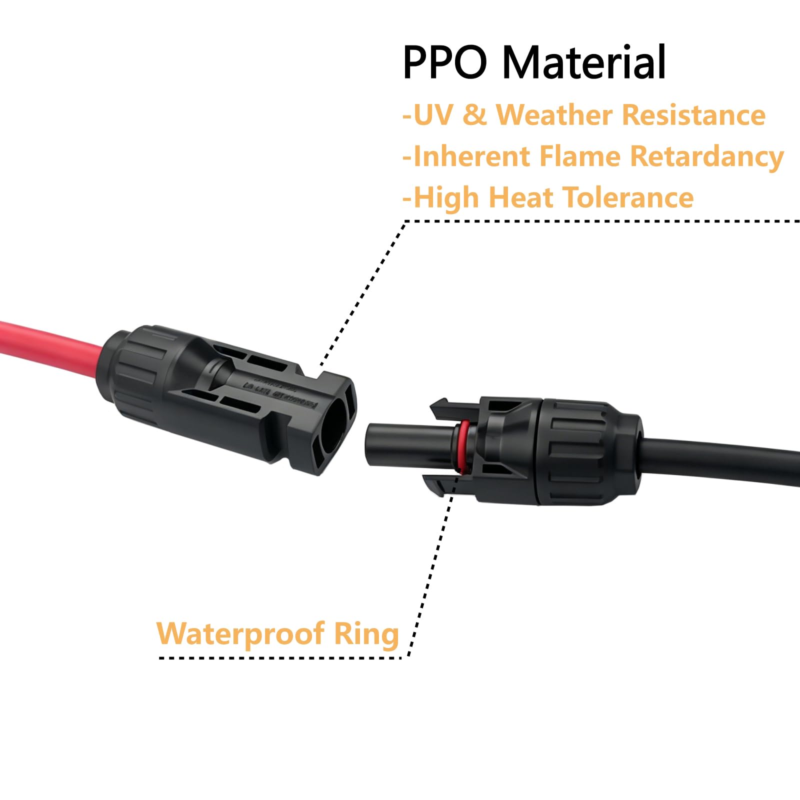 Conectores solares Y adaptador paralelo de rama 10AWG cable para panel solar (rojo y negro)