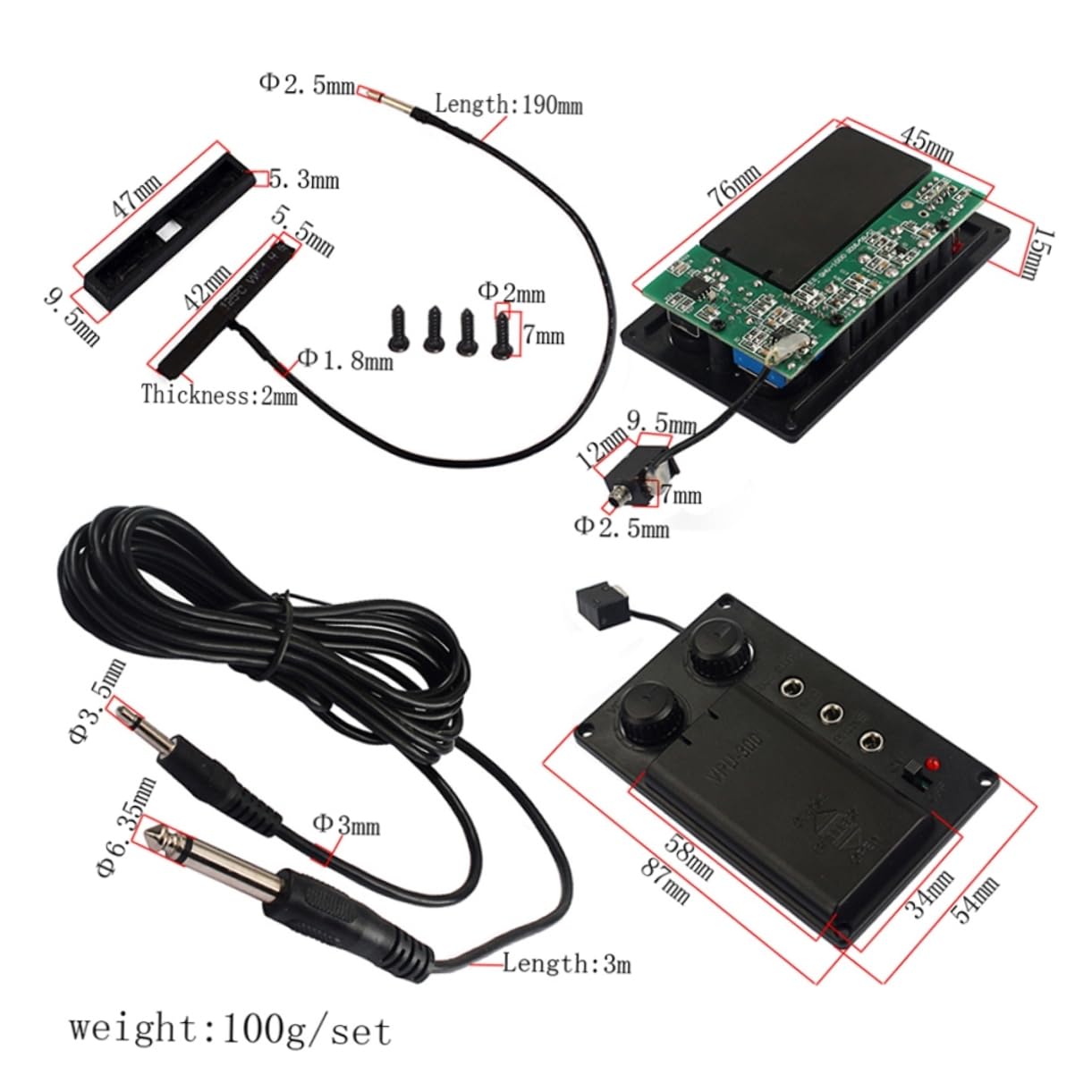 SUPVOX 2ensembles Égaliseur Silencieux Pour Violon Électrique Avec Câble De Sortie Accessoire Piezo Prépampli Léger Et Portable Pour Parfait