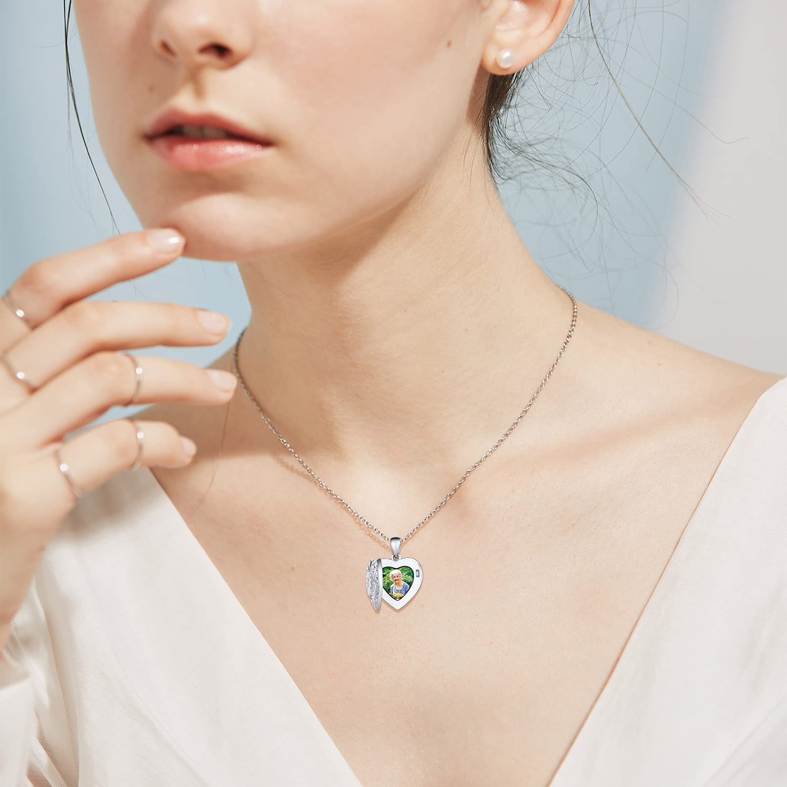 Custom4U Collana S925 Argento Antiallergico 1/2 HD Foto Personalizzato con Nome Fiore Girasole Collana Commemorativo per Mamma Amici Famiglie Oro Placcato 41/46/55 CM