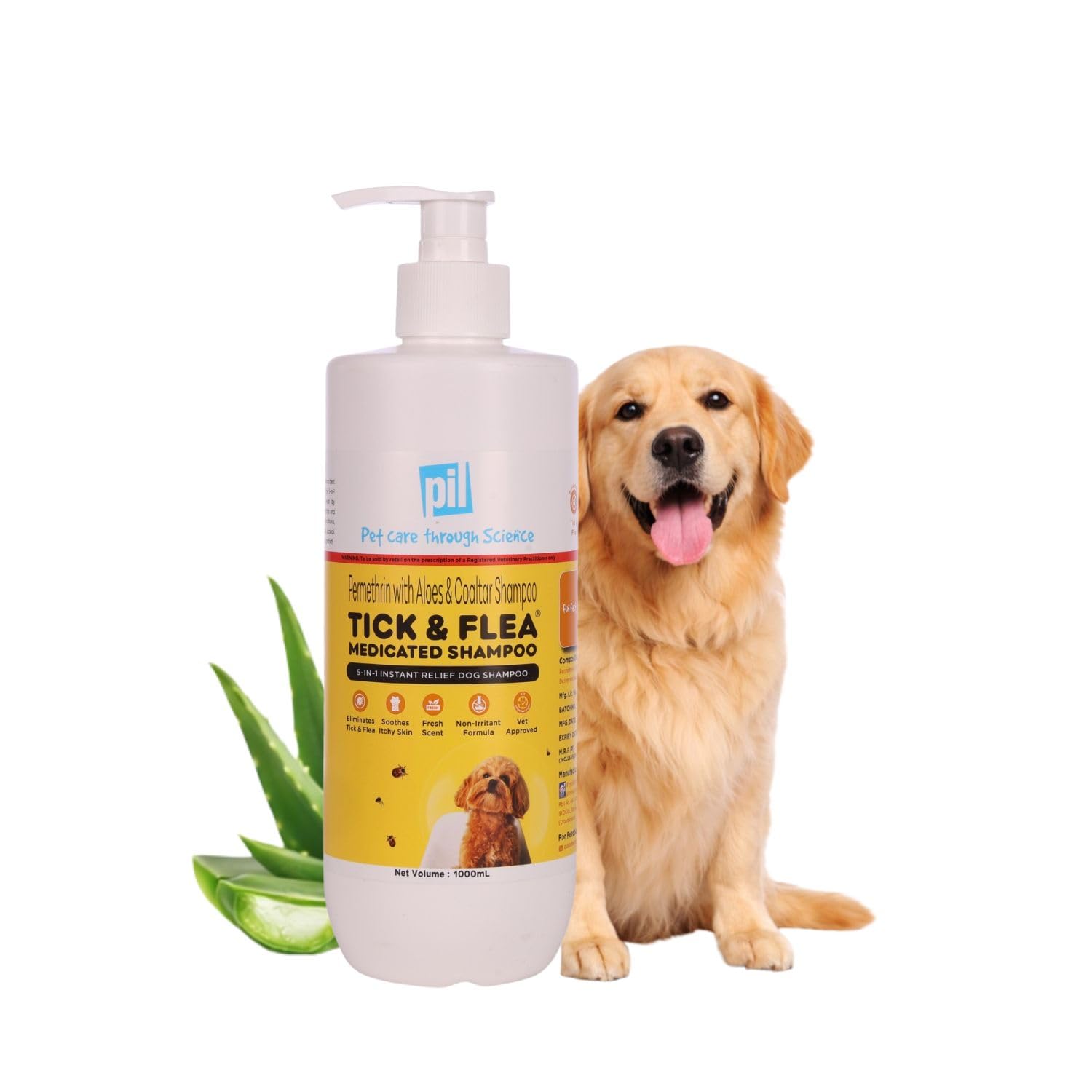 Tick & Flea Dog Shampoo 1000ml | Ditch to Itch Dog Shampoo for Pomeranian, Puppy, Rottweiler Adult, German Shepherd, Labrador and Golden Retriever | Medicated Pet Shampoo for Dogs