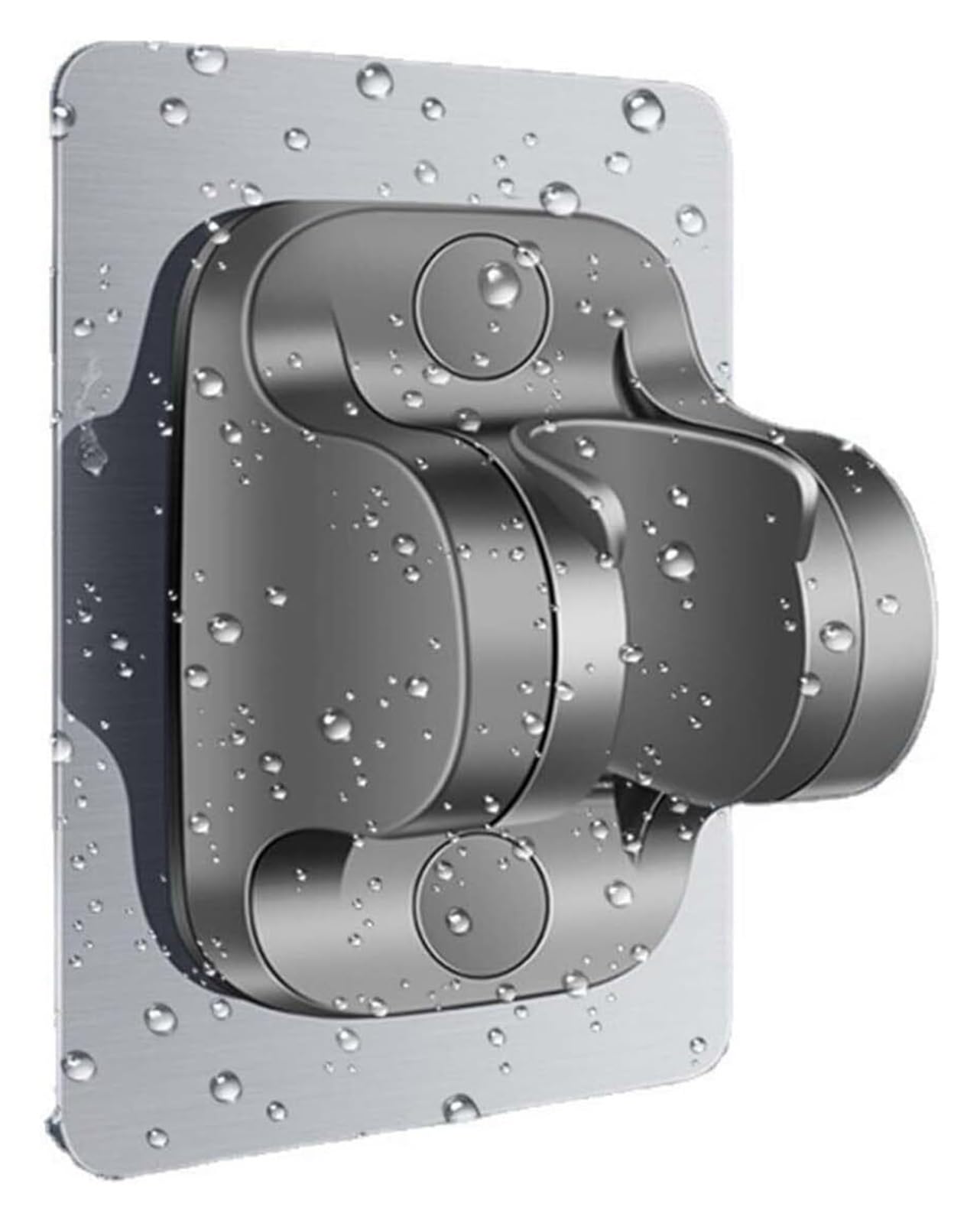 Shower Head Brackets, Gun Gray Handheld Invisible Stickers 90° Rotation Shower Handle Holder and Moisture-Proof Hose