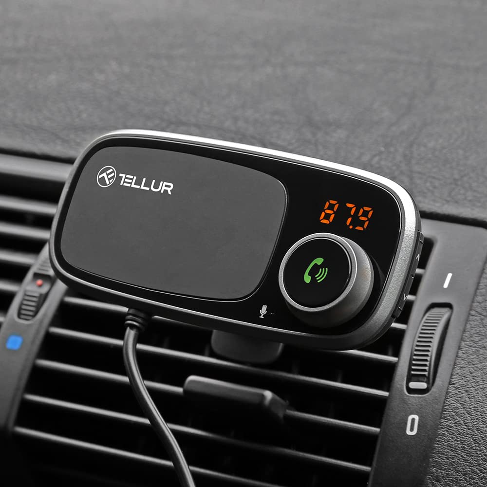 Tellur FMT-B6 - Transmisor de Radio FM para Coche con Bluetooth, Soporte magnético, Color Negro