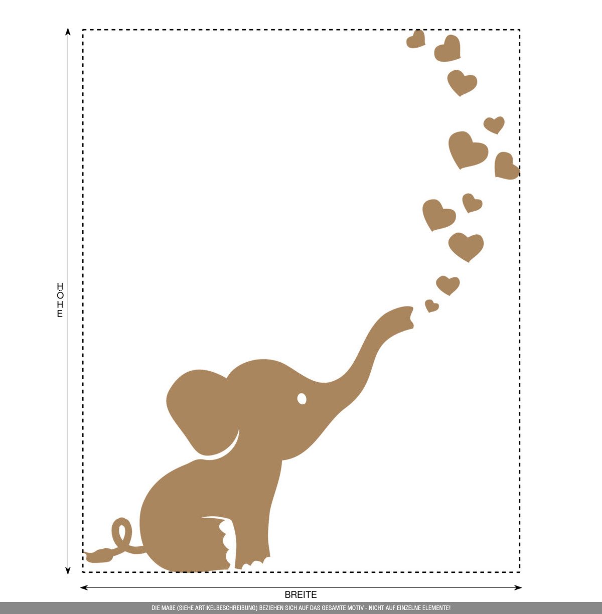 Aufkleber » Baby Elefant, 120x96,8cm, Hellbraun • Dekoaufkleber/Autoaufkleber/Sticker/Decal/Vinyl