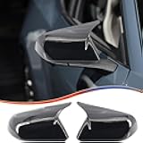 MUXEE Side Rear View Mirror Cover for 2015-2025 Ford Mustang GT/GT Premium/Ecoboost/Ecoboost Premium Bright Black Turn Signal Housing Cover Accessories(Without Mirror Turn Signal Cutout)