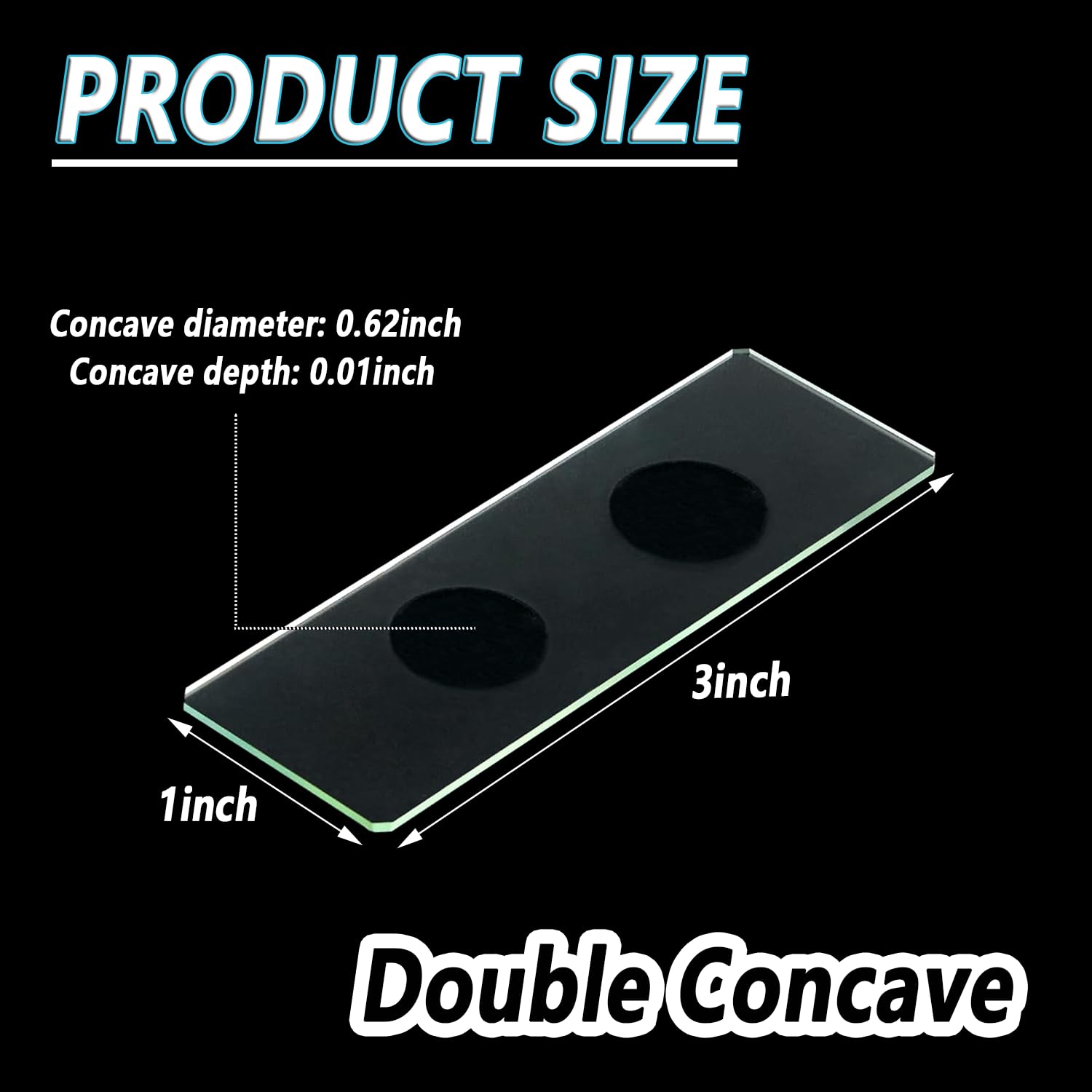 Double Concave Microscope Slides, 50 Pcs 7104 Depression Glass Slide | Side-by-side Comparisons, Pre-Cleaned Optical Glass, 1 x 3 Inch, Biology, School & Lab Use