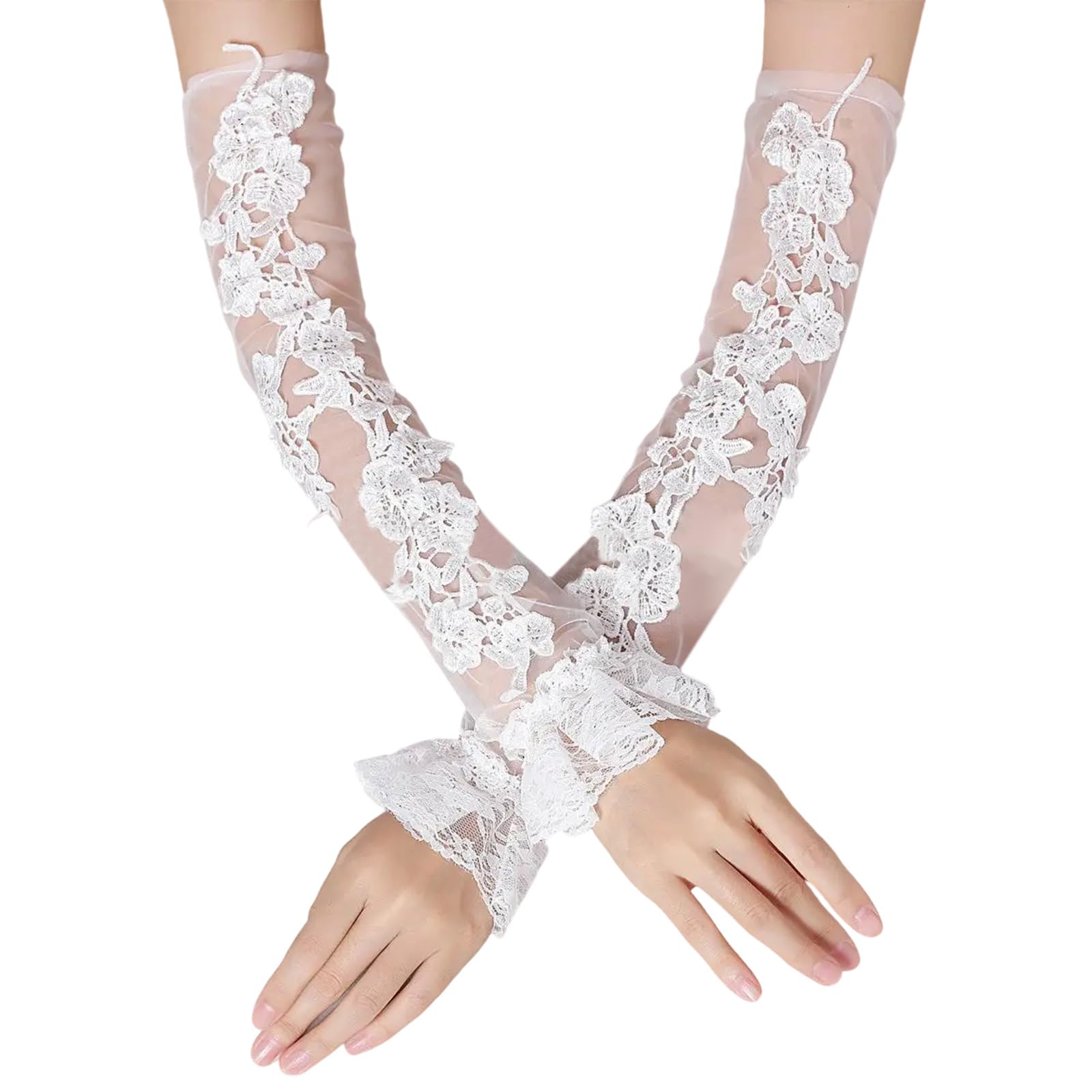 Xjdzineq 2pack Themed Event Arm Sleeves Stretchable Flower Oversleeves Mesh Sleeves for Social Gatherings Evening Gloves