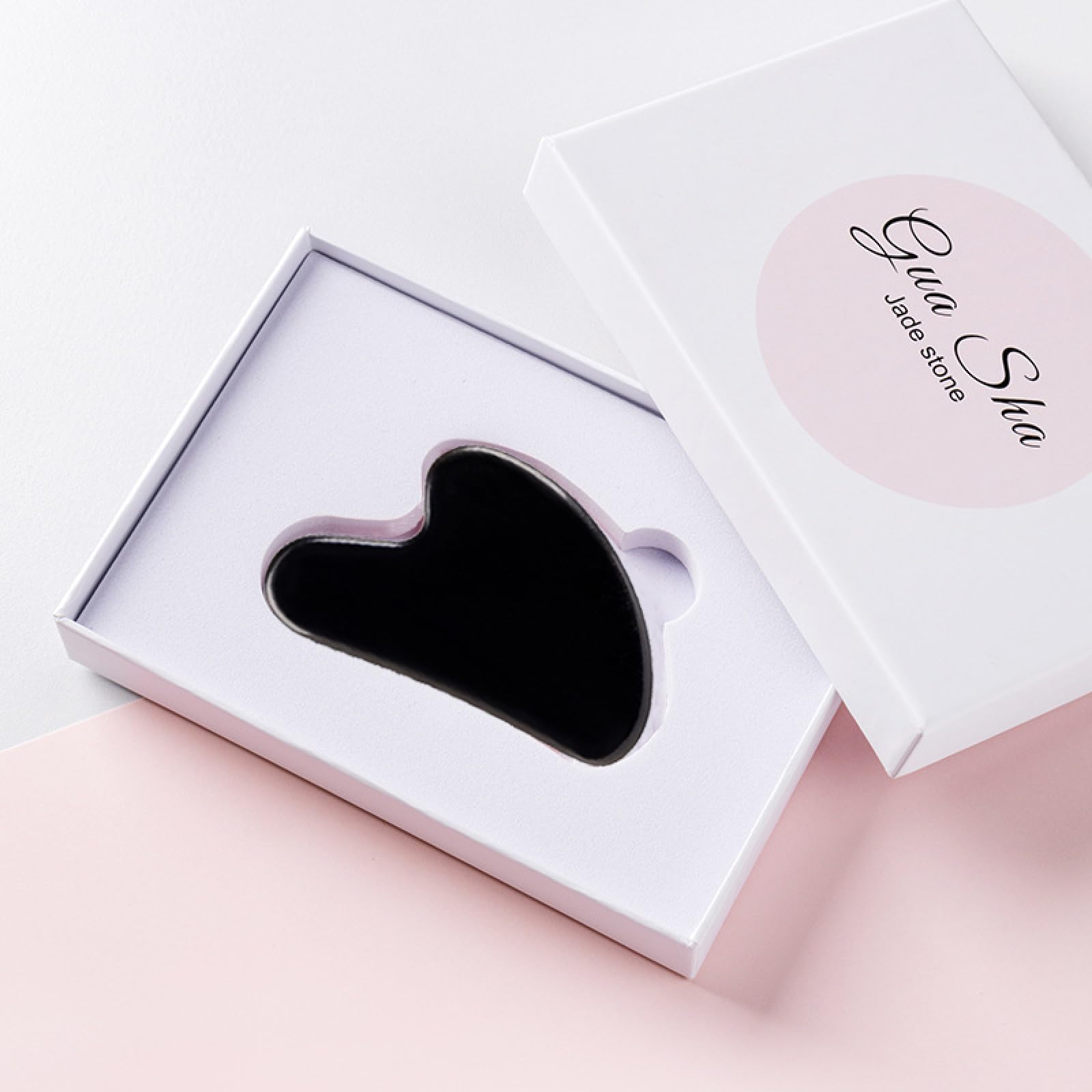 Raumdekoration Natürlicher Obsidian Gua Sha Schaber Massageroller Guasha Massagewerkzeug Gouache Stein Gesichtsjade Roller Gesichtsschaber, schwarzer Roller (Color : Black Guasha-2-box)