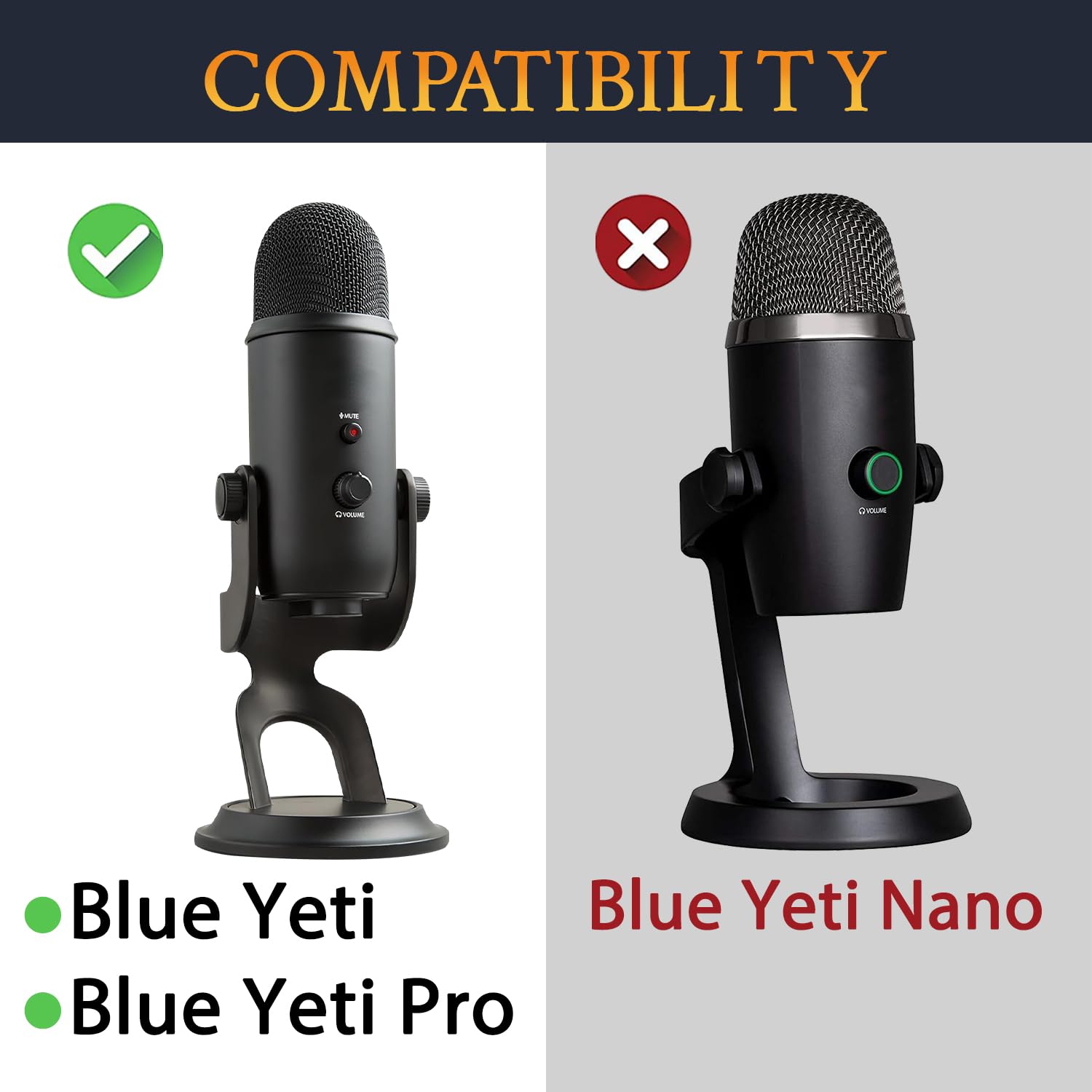 SOULWIT 2Pcs Microphones Pop Filter for Logitech Creators Blue Yeti/Yeti Pro USB, Protective Mic Cover Windscreen Foam - Black - Image 2
