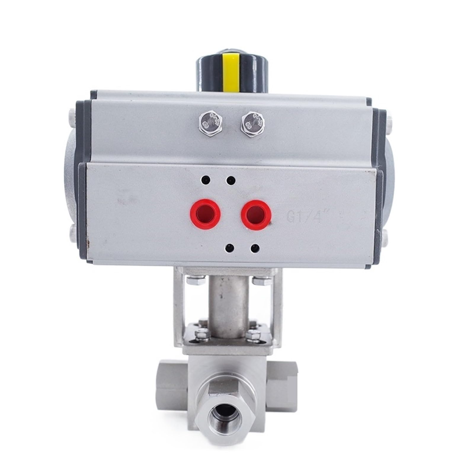Vanne à bille pneumatique DN25 type T à 3 voies en acier inoxydable pour gaz