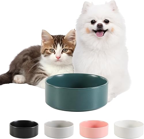 Cuenco de cerámica para perros para comida y agua, cuenco comedero para mascotas para perros y gatos pequeños, plato de alimentación de cerámica