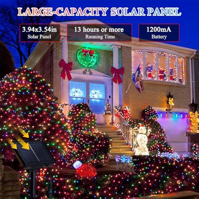 JMEXSUSS 320 LED Solar Net Lights Outdoor Waterproof, 9.8ft x 6.6ft Solar Bush Christmas Lights with Remote, Multicolor Solar Mesh Light for Outside Bush Tree Garden Decor