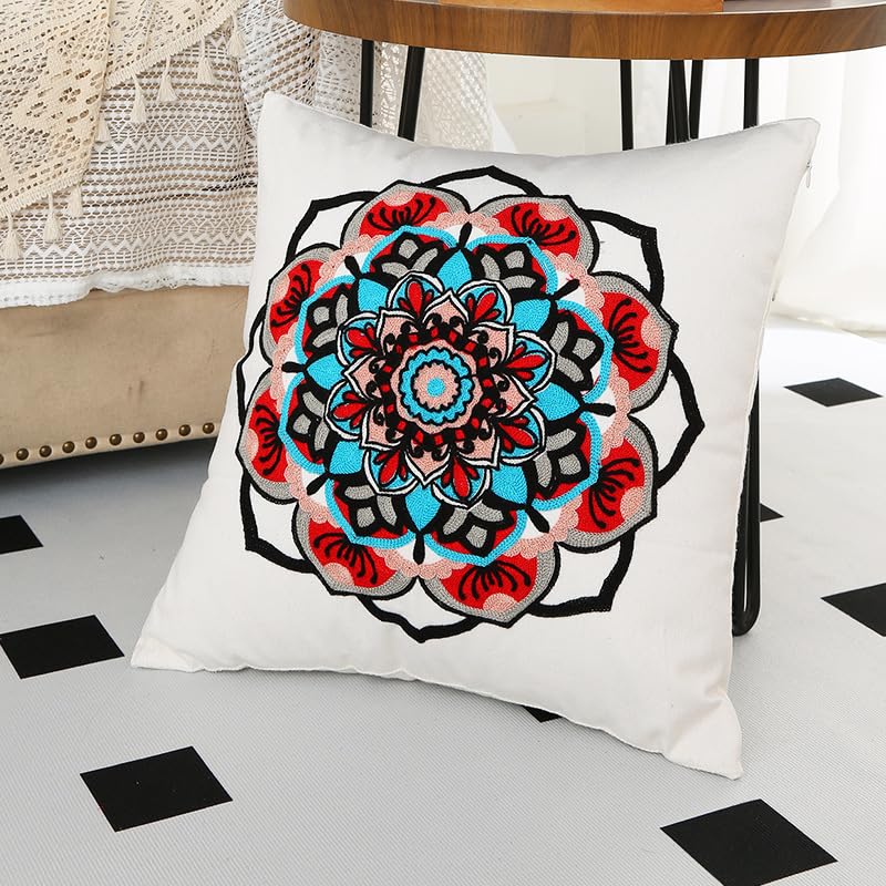 1/2 szt. haftowane dekoracyjne poszewki na poduszki 45 x 45/43 x 43 cm kwadratowe lniane poszewki na poduszki kwiatowe boho poszewki na poduszki na sofę do sypialni